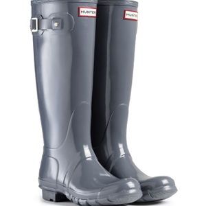 Grey tall hunter rain boots